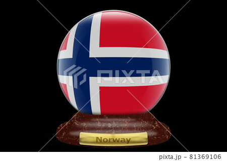 3D Flag of Norway on snow globe 81369106