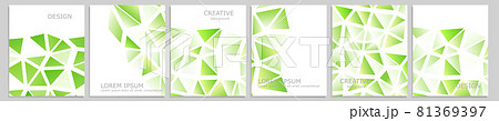 Set of vector cover notebook design. Abstract green minimal triangles halftone template design for notebook paper, copybook brochures, book, magazine. Planner and diary cover for print 81369397