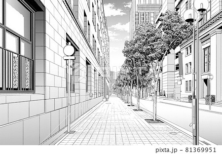 漫画風ペン画イラスト 繁華街_街並 漫画風ペン画イラスト 繁華街_街並 81369951
