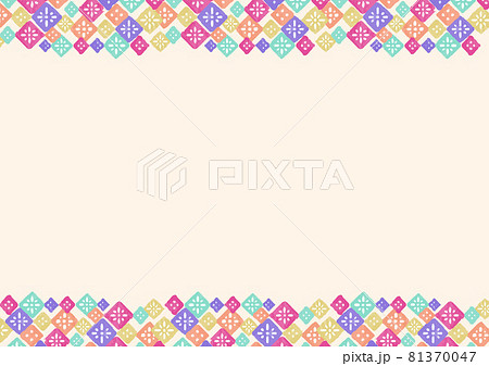 エスニック　北欧風　レトロポップ　線　枠　フリンジ　素材セット 81370047