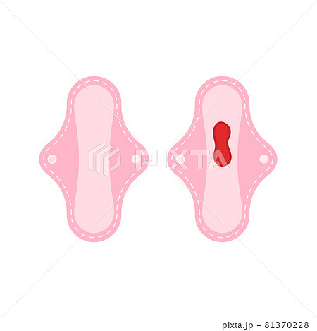 Reusable pad with menstruation blood and clean isolated on white background. 81370228