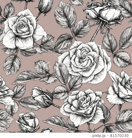 Seamless pattern with roses flowers. 81370230