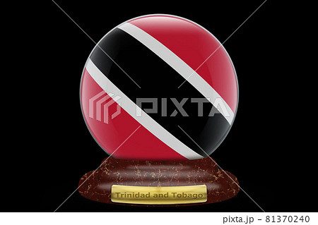 3D Flag of Trinidad and Tobago on snow globe 81370240