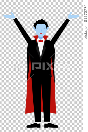 Halloween costume, pose of a man in a vampire raising his arms 81370774
