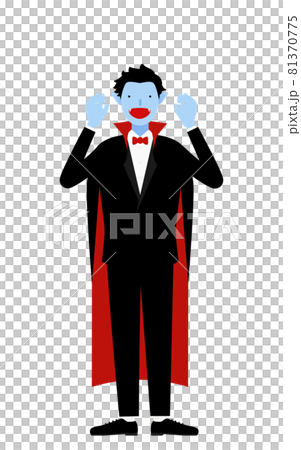 Halloween costume, a pose that surprises a man in a vampire holding both hands 81370775