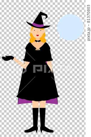 萬聖節服裝，女巫用右手說話的姿勢（拿著氣球） 81370803