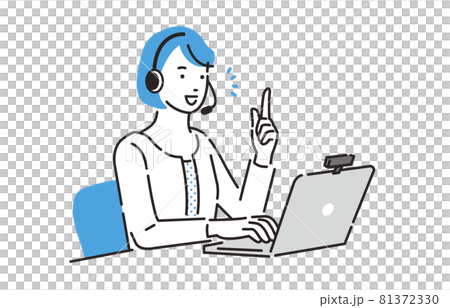 人物 リモートワークをしながら指をさす女性 人物 リモートワークをしながら指をさす女性 81372330