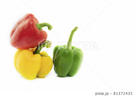 Three bell peppers with cut-out background on food abstract. Three bell peppers with cut-out background on food abstract. 81372435