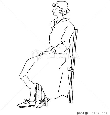 椅子に座っているワンピースの女性のベクターイラストのイラスト素材