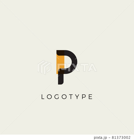 Creative letter P for logo and monogram. Minimal artistic style letter with yellow spot for education, festive and party or technology graphic. Vector typographic design 81373002