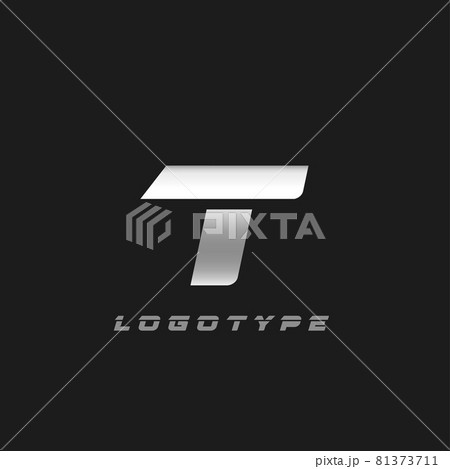 Blade silver letter T, bold italic cropped monogram. Aluminium iron metallic vector emblem for auto repair shop or automotive and race service modern logo. 81373711