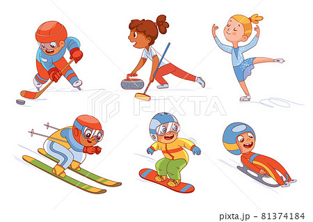 Winter sports for children. Funny cartoon... - Stock Illustration  [81374184] - PIXTA