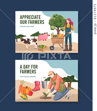 Facebook template with national farmers day concept,watercolor style 81374975