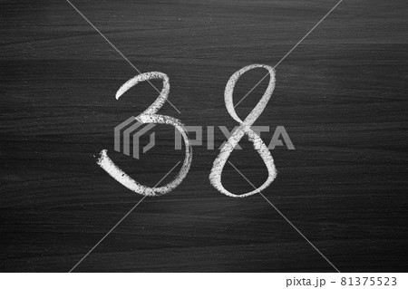 number thirty eight enumeration written with a chalk on the blackboard 81375523