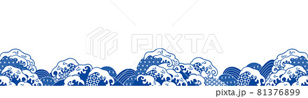 波のイラスト背景 81376899