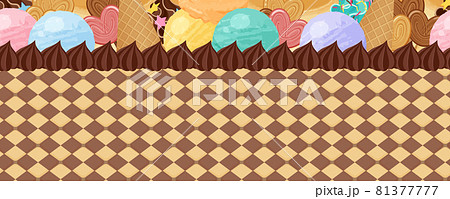 お菓子の世界の風景イラスト 横スクロールゲームの背景 シームレスのイラスト素材