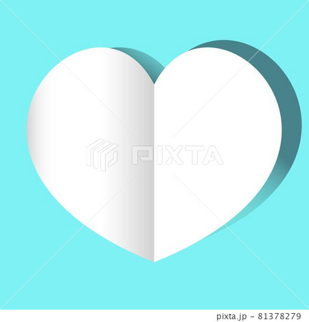 空色のハート　紙ペーパークラフト風　メモ　メッセージカード四角　メモ 81378279