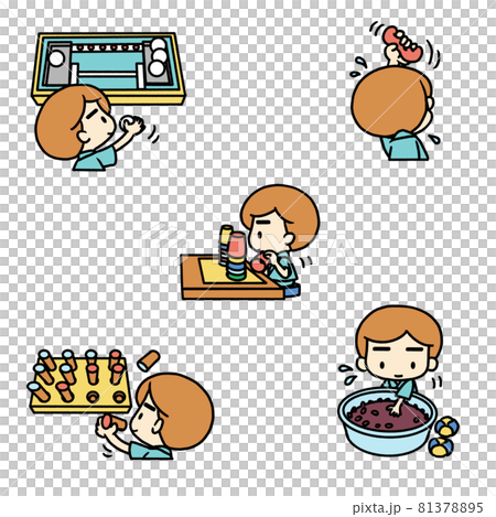 様々なリハビリのイラスト(上肢機能訓練) 様々なリハビリのイラスト(上肢機能訓練) 81378895