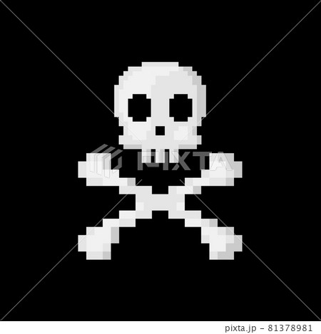 国内で当店のみ PAIKI - Cross Skeleton Graphic pixel art skull and crossbones. Black - Stock