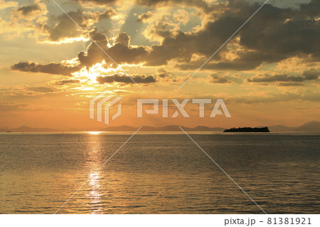 大牟田市 有明海 夕景、 大牟田市 有明海 夕景、 81381921