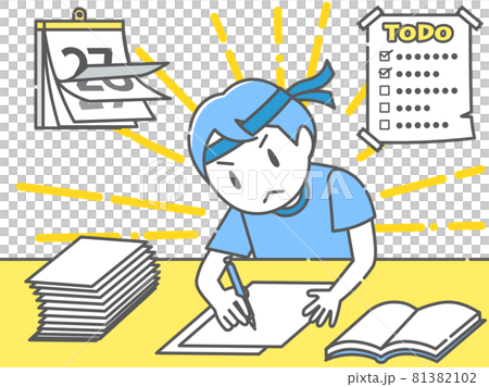 カレンダーとToDoリストを前に頑張る人 81382102