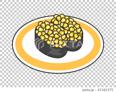 Illustration of corn sushi on a plate 81382375