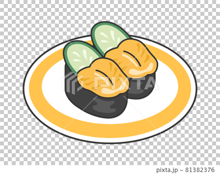Illustration of sea urchin sushi on a plate 81382376