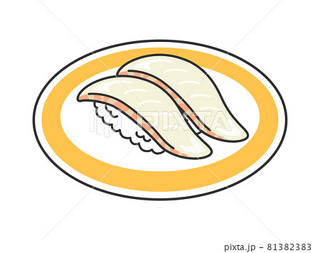 皿にのった鯛の寿司のイラスト 81382383