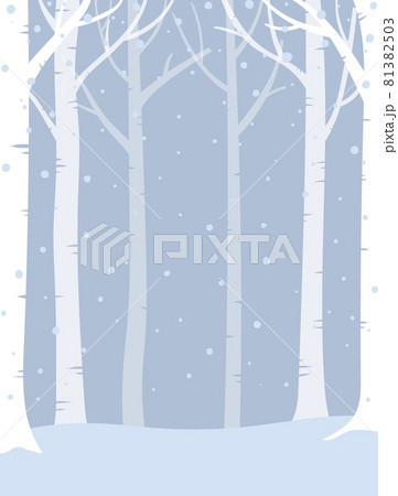 雪が降る冬の森 背景素材のイラスト素材