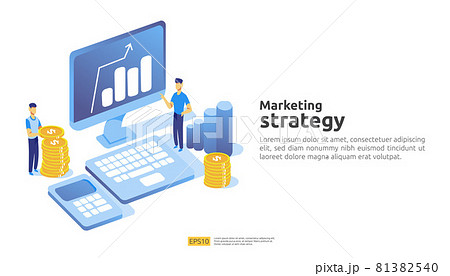 digital marketing strategy concept with table, graphic object on computer screen. business growth and return on investment ROI. chart increase profit. banner flat style vector illustration digital marketing strategy concept with table, graphic object on computer screen. business growth and return on investment ROI. chart increase profit. banner flat style vector illustration 81382540