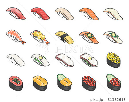寿司のネタのイラストセットのイラスト素材 寿司のネタのイラストセットのイラスト素材