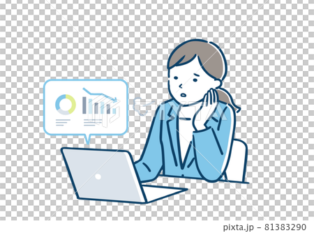 デスクワーク 資料作成 ビジネスパーソンのイラスト素材