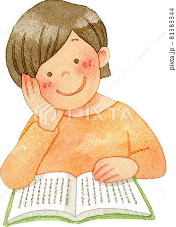 肘を付いて本を読む女性のイラスト素材