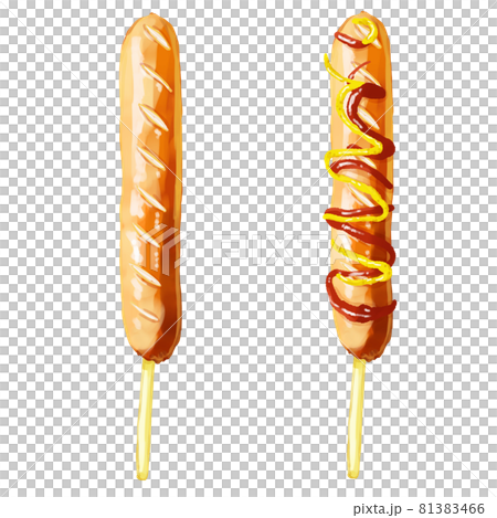 手描き水彩厚塗りのフランクフルトイラストセットのイラスト素材