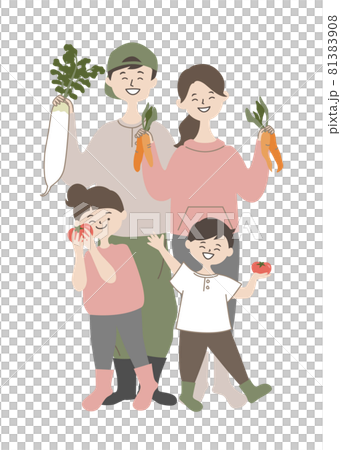 Family enjoying the harvest of vegetables 81383908