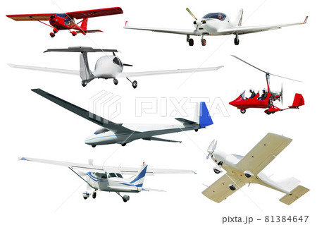 Collage of different modern airplanes 81384647