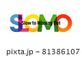 SLOMO word vector illustration. Slow To Missing Out. Colored rainbow text. Vector banner. Corporate concept. Gradient Text. Transparency Letters 81386107