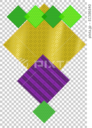 金色、紫色、緑の重なった和柄の折り紙の高級感のある風背景 81386840