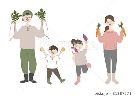 野菜の収穫を楽しむ家族 81387271