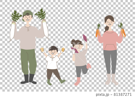 野菜の収穫を楽しむ家族 81387271