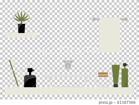 タオルハンガーのついた洗面所のイラスト タオルハンガーのついた洗面所のイラスト 81387366
