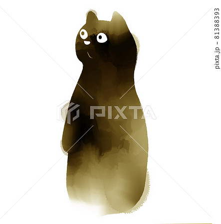 Silhouette of cute watercolor black cat. Digital art painting. Silhouette of cute watercolor black cat. Digital art painting. 81388393