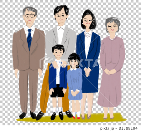 Illustration of a 3rd generation family Illustration of a 3rd generation family 81389194