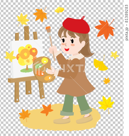 Girl painting in the fall of art 81389283