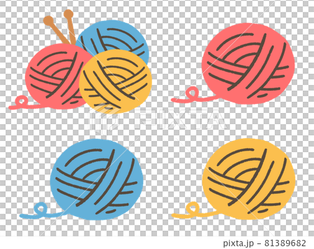 シンプルな毛糸玉セットのイラスト素材 8136