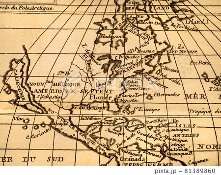 アンティークの世界地図 メキシコとカリブ海の写真素材