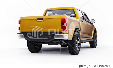 Yellow pickup car on a white background. 3d rendering. 81390201