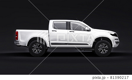 White pickup car on a black background. 3d rendering. 81390217