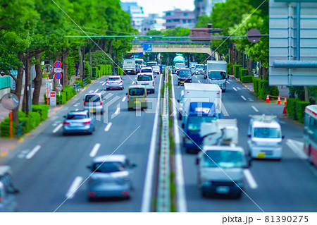 ミニチュア風の環七通りの交通　東京都の幹線道路【交通イメージ】 81390275