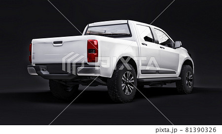 White pickup car on a black background. 3d rendering. 81390326